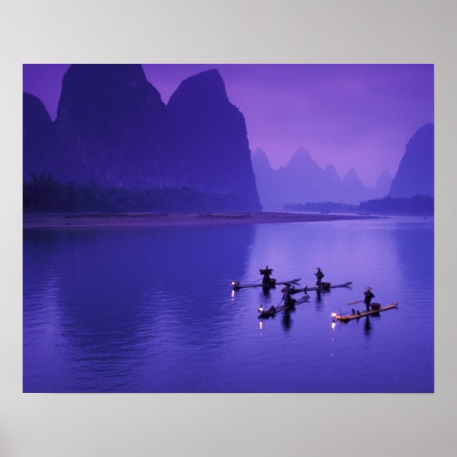 China, Li River. Skarvfiskare. Poster (Framsidan)