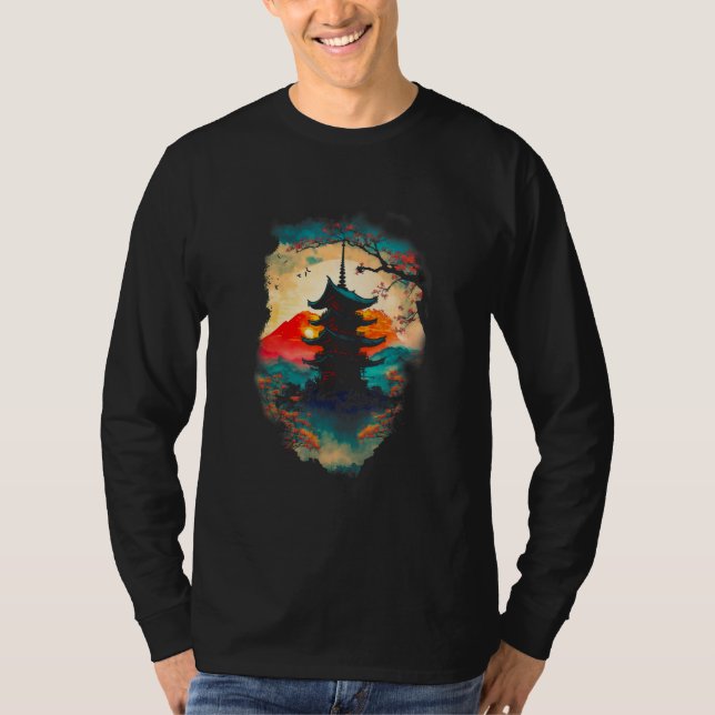 China Mountain Pagoda Forest T Shirt (Framsida)