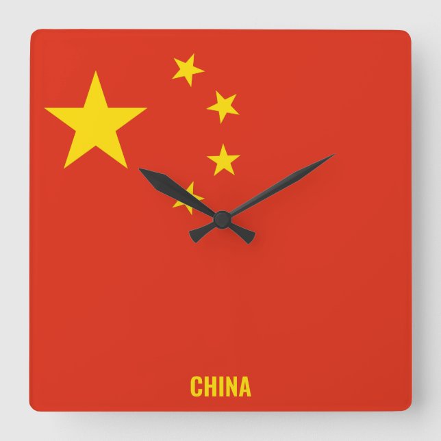 China National Flagga Patriotic Fyrkantig Klocka (Framsida)