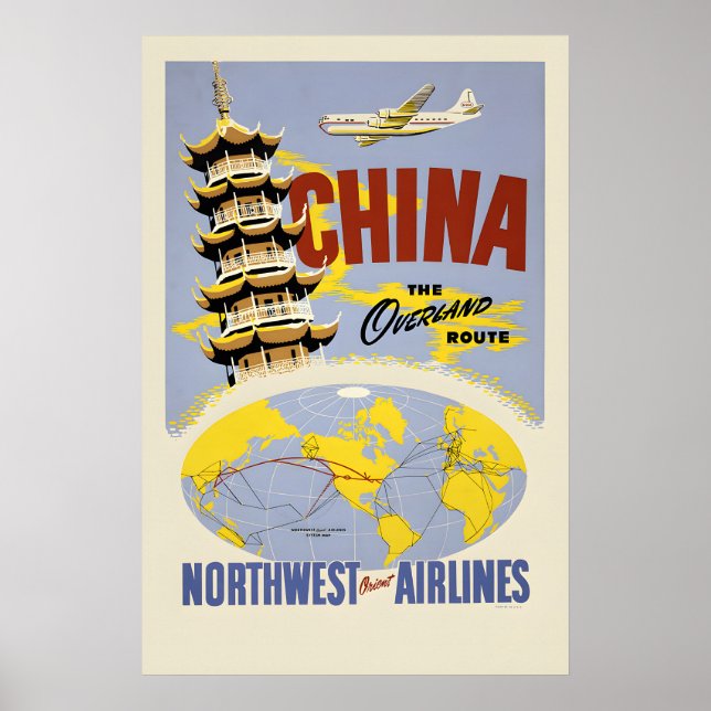 China - Northwest Air Travel Poster (Framsidan)