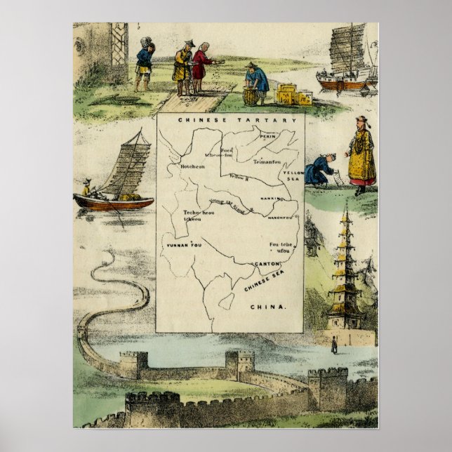 CHINA OCH DET KINESISKA FOLKET C1840 POSTER (Framsidan)