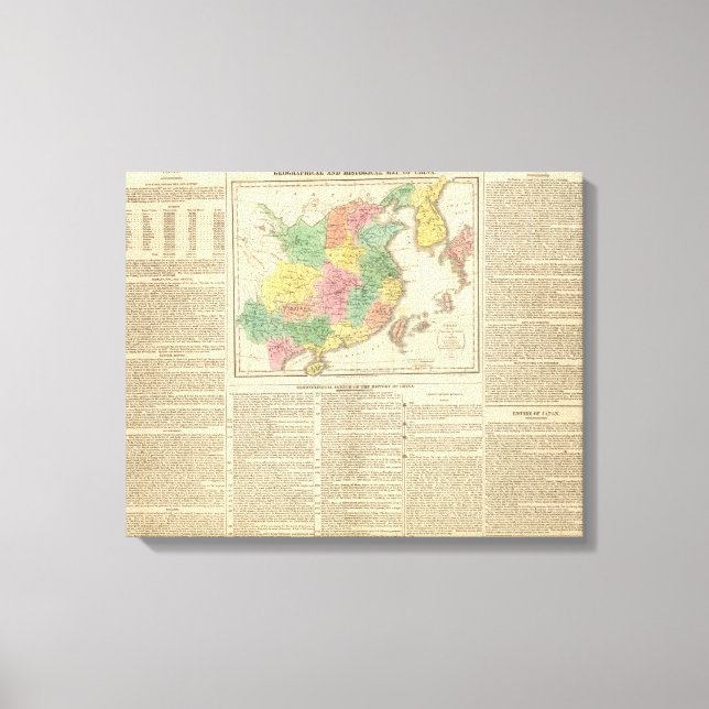 China och Japan Atlas Karta Canvastryck (Framsida)