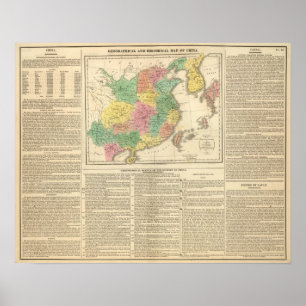 China och Japan Atlas Karta Poster