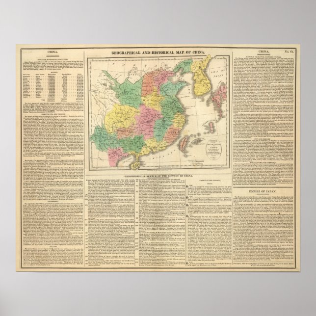 China och Japan Atlas Karta Poster (Framsidan)