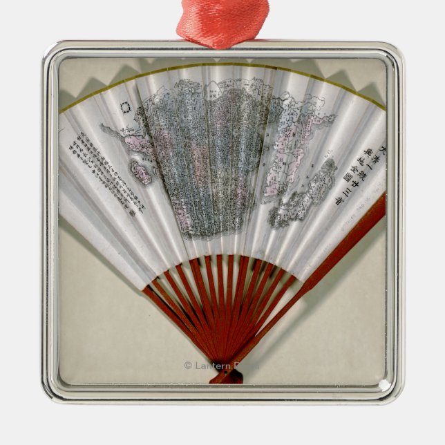 China på ansiktet av en FanPanoramic karta Julgransprydnad Metall (Framsidan)