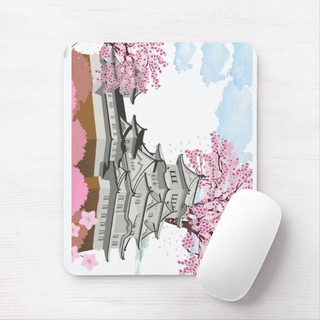 "China Palace with Sakura Träd - Elegant Orient" Musmatta (Med mus)