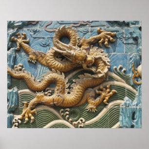 China, Peking, Beihai Park, Nine Dragon Skärm Poster