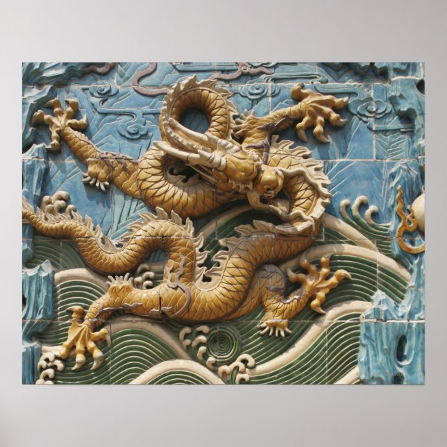 China, Peking, Beihai Park, Nine Dragon Skärm Poster (Framsidan)