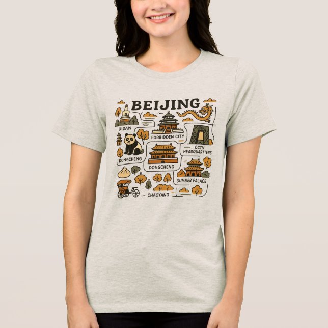 China Pekings återresa karta T-Shirt (Framsida)