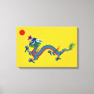 China Qing Dynasty Flagga (kinesisk dragon) (asiat Canvastryck