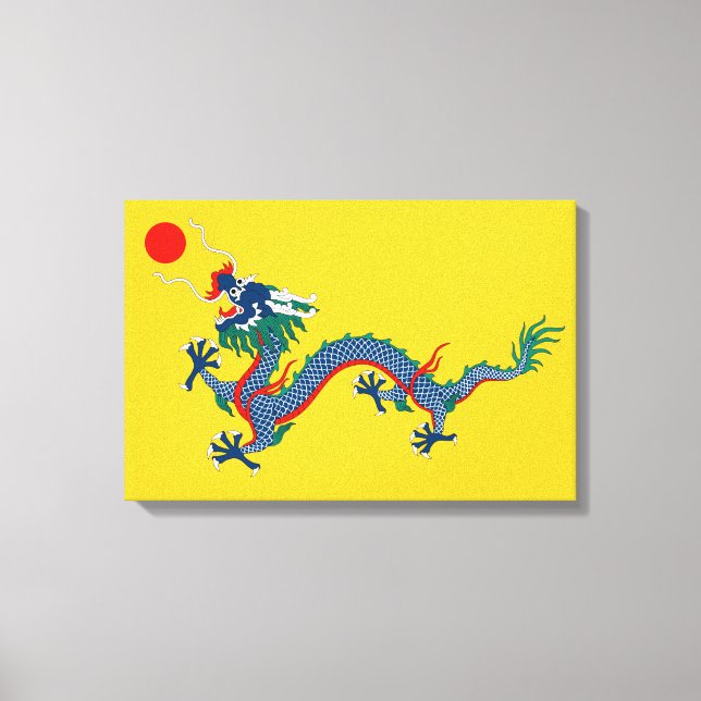 China Qing Dynasty Flagga (kinesisk dragon) (asiat Canvastryck (Framsida)