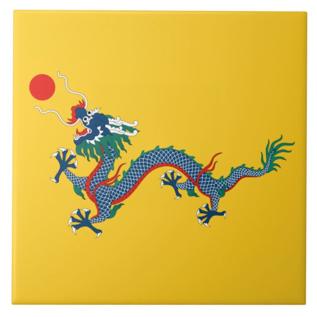 China Qing Dynasty Flagga (kinesisk dragon) (asiat Kakelplatta (Framsidan)