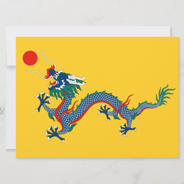 China Qing Dynasty Flagga (kinesisk dragon) (asiat Kort (Framsida)