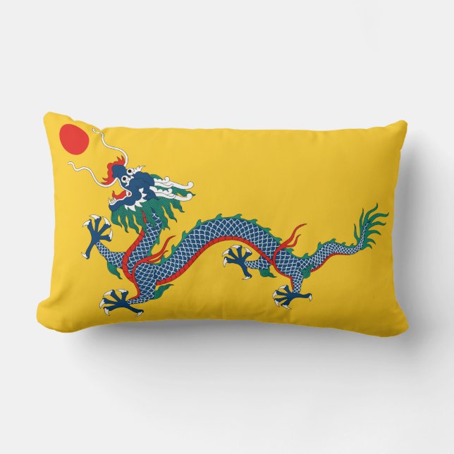 China Qing Dynasty Flagga (kinesisk dragon) (asiat Lumbarkudde (Framsida)