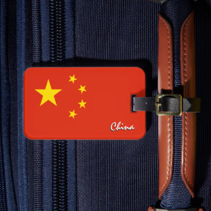 China-resgodsmärkning, patriotisk kinesisk Flagga Bagagebricka