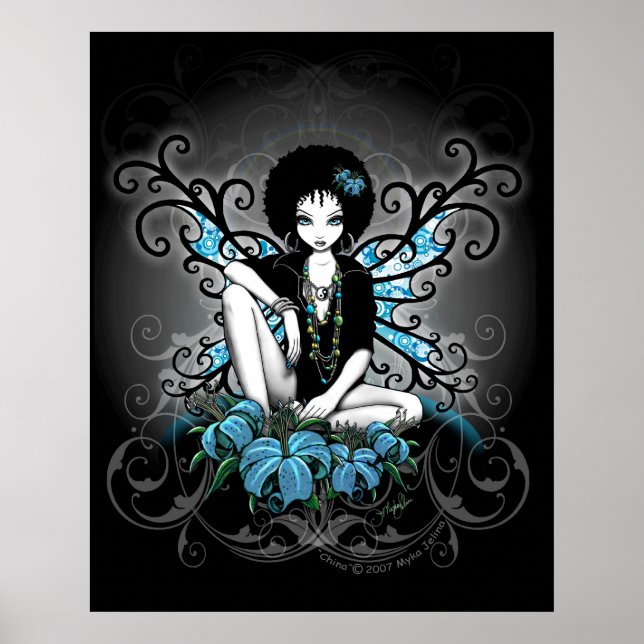 China Retro Teal Lilly Afro Fae Poster (Framsidan)