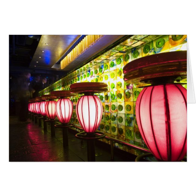 China, Shanghai. Pub i Xin Tian Di pub Hälsningskort (Framsidan Horizontal)