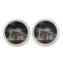 China, Shanghai Skyline efter natt