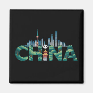 China Shanghai Temple Panda Magnet