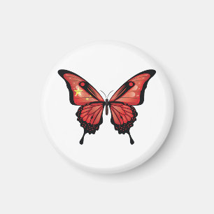 China Swallowtail Butterfly Flagga Sticker Magnet