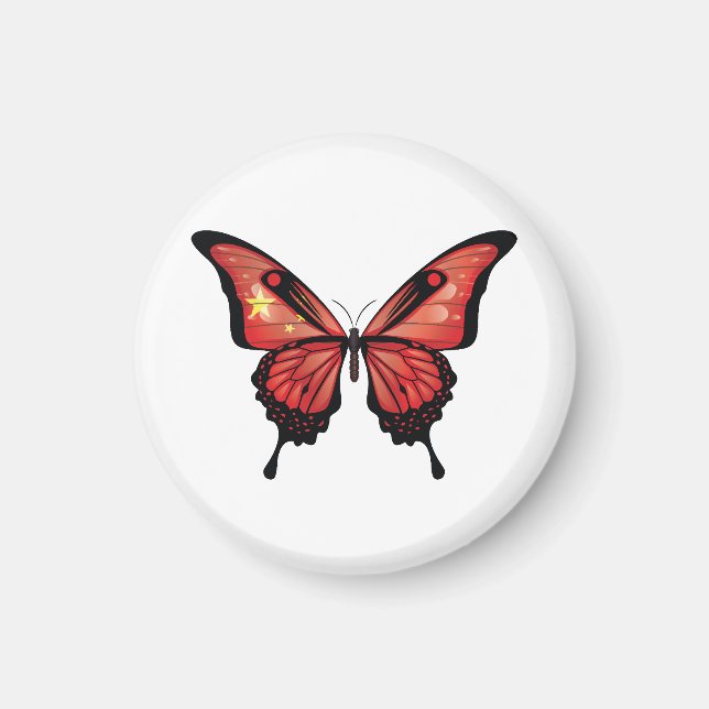 China Swallowtail Butterfly Flagga Sticker Magnet (Framsidan)