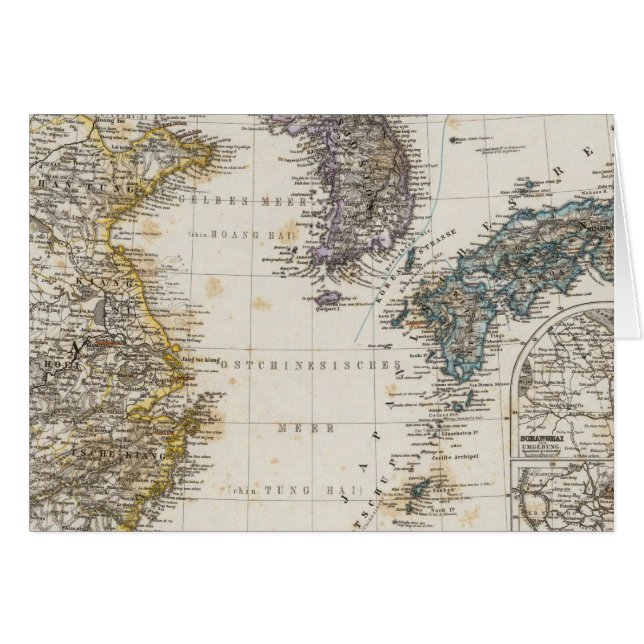 China, Sydkorea, Japan Hälsningskort (Framsidan Horizontal)