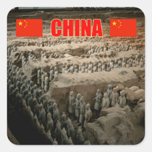 CHINA Terracotta Army Fyrkantigt Klistermärke