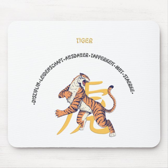 China Tierkreiszeichen Tiger Musmatta (Framsidan)