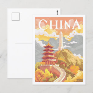 China Tiongkok Vintage Berömd Travel Ställe Vykort