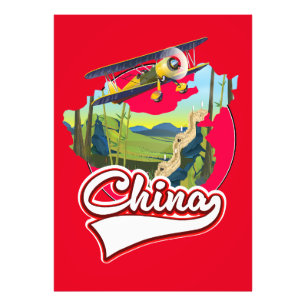 China Travel karta logotyp Fototryck