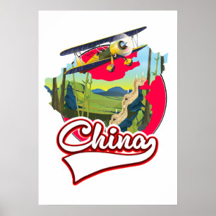 China Travel karta logotyp Poster