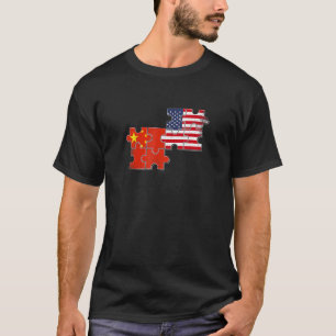 China USA Kinesisk amerikansk Flagga T Shirt