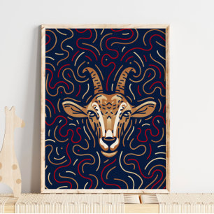 China Zodiac Goat Zodiac Digital Print Poster