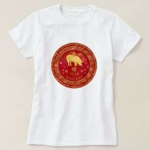 China Zodiac Gris Red/Guld ID542 T Shirt
