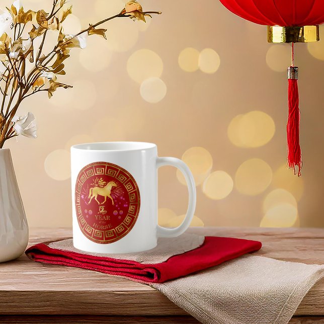 China Zodiac Horse Red/Guld ID542 Kaffemugg (Skapare uppladdad)