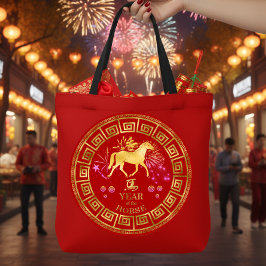 China Zodiac Horse Red/Guld ID542 Tygkasse
