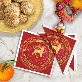 China Zodiac Hund Red/Guld ID542 Pappersservett