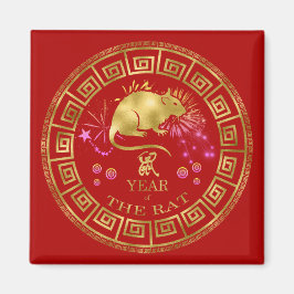 China Zodiac Råtta Red/Guld ID542 Magnet