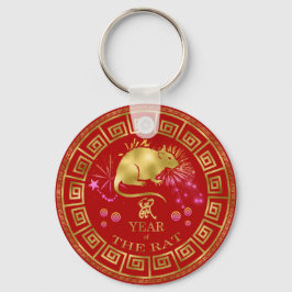 China Zodiac Råtta Red/Guld ID542 Nyckelring