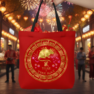 China Zodiac Råtta Red/Guld ID542 Tygkasse