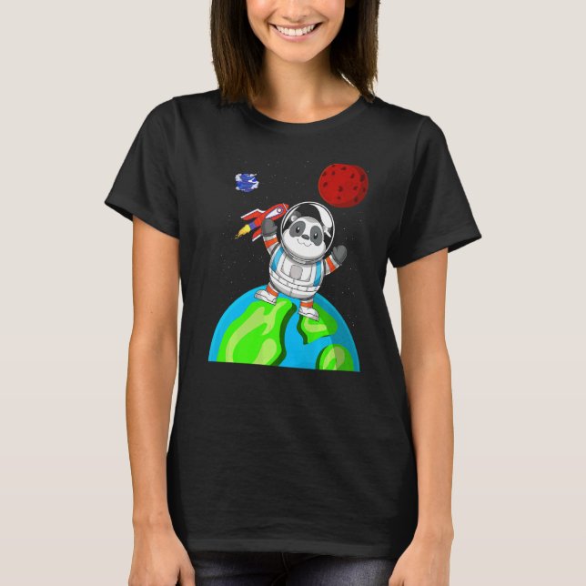 China Zoo Animal Rymden Rocket Astronaut Pand T Shirt (Framsida)