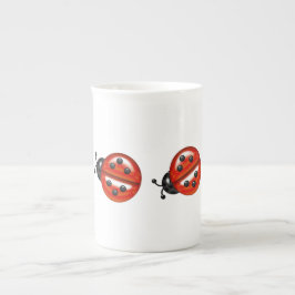 Chinan Cute White & Red Ladybug Bone Benporslin Mugg