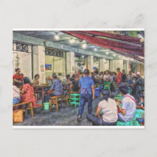 Chinan Noodle stand Chengdu Vykort