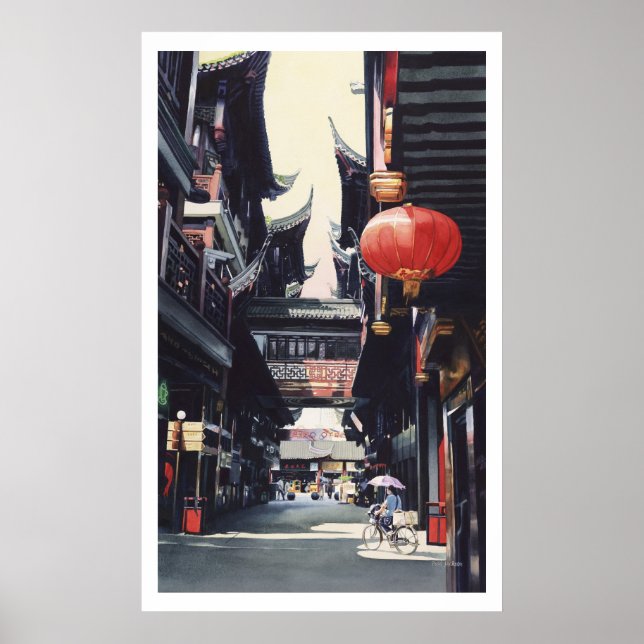 chinan "Shanghai Market" Watercolor Poster (Framsidan)