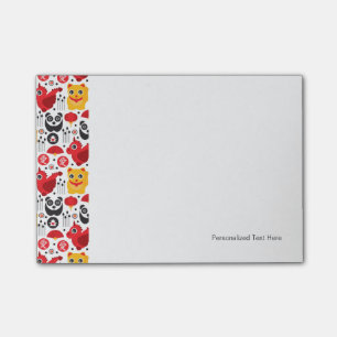 Chinans lyckliga katt, drake och panda post-it block