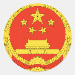 Chinans nationella emblem runt klistermärke