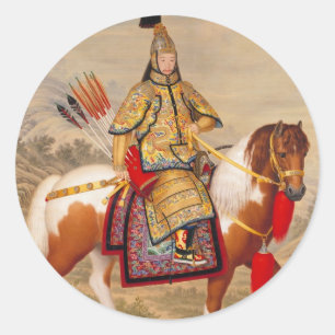 Chinans Qianlong Emperor 乾 隆 帝 i Ceremonial Armor Runt Klistermärke
