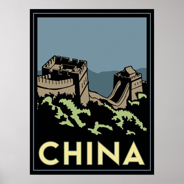 chinans underbara vägg asia art deco retro-rörelse poster (Framsidan)