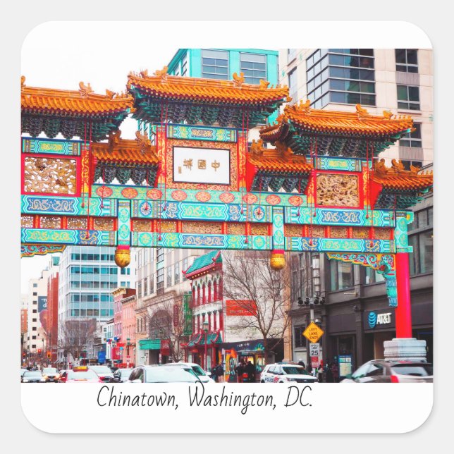 Chinatown DC, USA Fyrkantigt Klistermärke (Framsida)