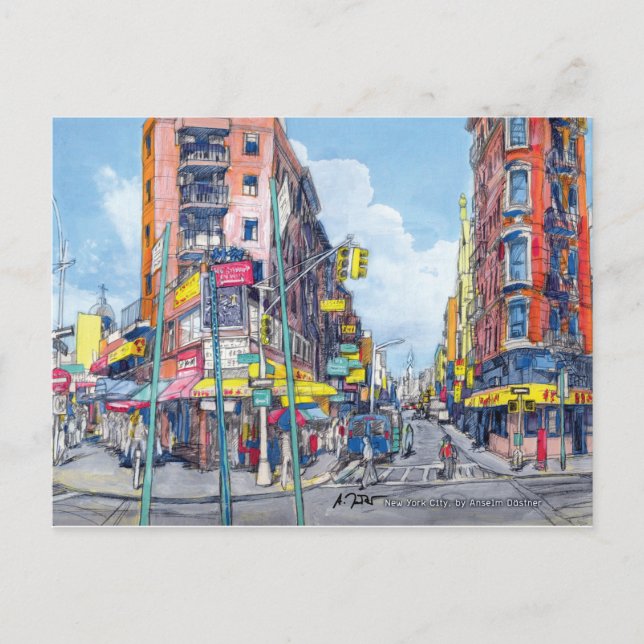 Chinatown Eldrige Street view, New York City Vykort (Framsida)